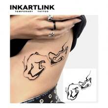 INKARTLINK 1 Blatt 15*10cm Aquarell-Linien-Verlaufsgrad Kräutersaft Muster Temporäre Tattoo, Magie Tattoo, 15 Tage Tattoo, Semi-Permanentes Tattoo, Realistisches Fake Tattoo, hält 1-2 Wochen - Schwarz - Übersicht 3