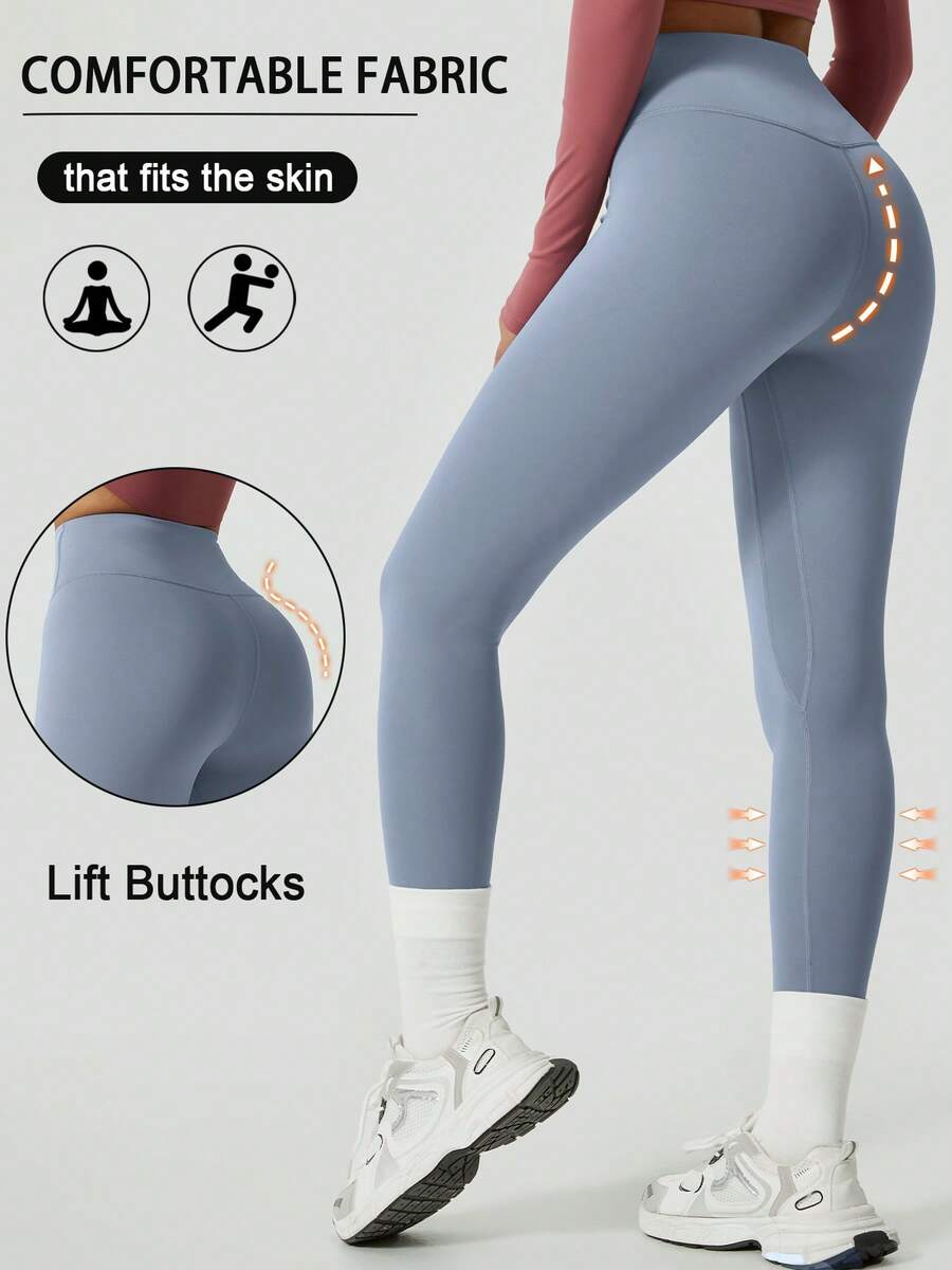 Quần legging yoga ôm sát mềm mại dành cho nữ, quần tập thể dục yoga co giãn thoải mái, quần bó thể thao. - Màu xanh lam - Xem 1