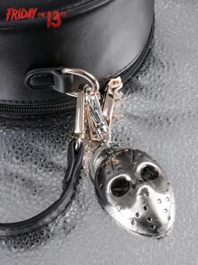 WB 1 buc licențiat oficial Friday The 13th Jason Mask breloc metalic cu insignă și pin unic cu tematică horror pentru rucsac, portofel, geantă, bagaje și îmbrăcăminte, accesoriu creativ elegant pentru fanii filmelor Slasher
