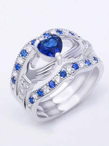 3 Pcs/Set Luxury Purple Crystal Ladies Ring Rhinestone Zirconia For Women Party Wedding Engagement Jewelry - Ring Set - View 8