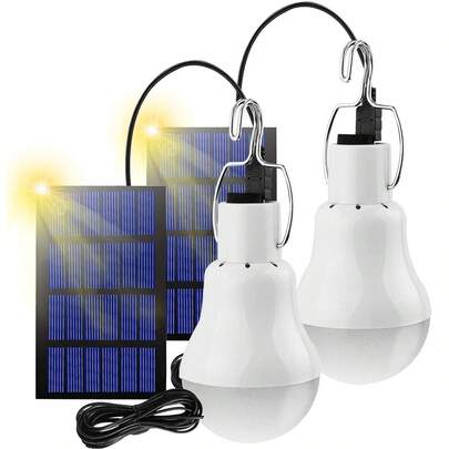1/2 đèn treo năng lượng mặt trời, đèn chiếu sáng ngoài trời, chạy bằng năng lượng mặt trời, cắm và sử dụng, tự động bật lúc chạng vạng, tắt lúc bình minh, đèn trần năng lượng mặt trời, trong nhà và ngoài trời, thích hợp cho chuồng trại, sân, vọng lâu, lều, cắm trại, v.v.
