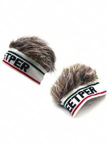 1pc Men Women Spiked Fake Hair Cycling Sport Hat Comfortable Knit Funny Hip Hop Dance Party Short Melon Wig Skull Beanie Hat - Multicolor - View 6