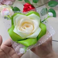 4 件 3.8 厘米宽 x 21 米长缎带，节日礼品包装，婚礼装饰，DIY 玫瑰花束，发饰，丝带，返校情人节 - 彩色 - 查看 10