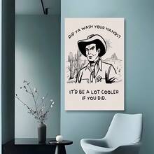 Framed  Did Ya Wash Your Hands Poster  Retro Cowboy Print  Western Art   Art  Humorous Bathroom Wall Decor  Funny Guest Bath Decoration  Powder Room Decor  Wall Art For Kitchen Bathroom Living Room Mother's Day Easter Father's Day Christmas Halloween Birthday Party Decorations - Framed - View 4