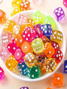 20颗/10颗/套 染色复古风格半透明圆角骰子，适用于派对、度假、家庭游戏、数学教学、课堂、达达游戏、酒吧装饰，透明马卡龙色骰子，派对用品，礼品填充物，节日装饰