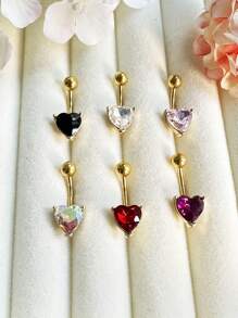 2025 Latest Copper Alloy 24K Gold Plated Realistic Heart Shape Belly Button Ring, Multi-Color Options, Will Not Fade, Suitable For Red Customer, Women's Daily Wear, Party, Wedding, Mother's Day, Can Be Used As Gift