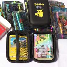pokemon Nuovo contenitore portacarte Pokémon da 50 capacità, scatola di archiviazione con zip, album, custodia, confezione regalo per collezione di carte Pokémon, custodia nera per gioco di carte