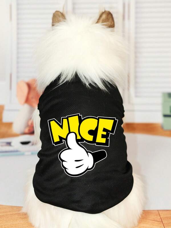 1pc Pet Dog/Cat Letter Print Sleeveless Vest, Lightweight Summer Mesh Breathable Clothing For Poodle Teddy, Anti-Shedding