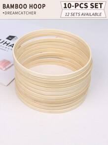 10 قطع حلقات مصنوعة من القَصَب الأخضر الحالم ، مزينة بريش للأعراس والأعياد الخارجية ، جرس الرياح بطراز "موري" للتعليق في المناسبات مثل عيد الهالوين والميلاد وغيرها ، ديكور الحوائط والغرف ، حلقات القَصَب لأعمال التطريز والنسيج