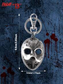WB 1 buc licențiat oficial Friday The 13th Jason Mask breloc metalic cu insignă și pin unic cu tematică horror pentru rucsac, portofel, geantă, bagaje și îmbrăcăminte, accesoriu creativ elegant pentru fanii filmelor Slasher