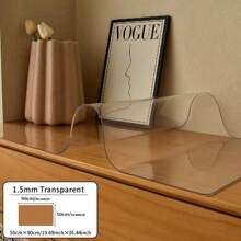 1pc Vinyl Table Mat Protector, 1.5mm Thick, Semi-Transparent, Stain-Resistant, Waterproof, Solid Color, Non-Textile, For Dining, Coffee Tables, Desks - Thanksgiving Decor