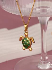 1PC Mode Groene Schildpad Kettingen Voor Vrouwen Goud Kleur Rvs Zeeschildpad Hanger Ketting Bruiloft Esthetische Boho Sieraden Gift