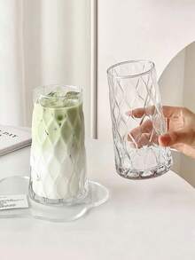 1pc 500ML INS Style Iced Coffee Cup - Suitable For Kitchen And Valentine's Day, Multipurpose Glass Cup For Iced Drinks, Juice, Milk And Casual Beverages - Multicolor - View 6