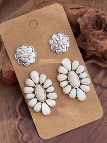 MONLOTTI 2/4 Paar vintage Cowgirl Western Türkis Schmuckset Ohrringe für Frauen, modisches Boho Schmuckset Ohrringe, geeignet für tägliche Partys, Festivals und Anlässe. Ohrringe für Frauen
