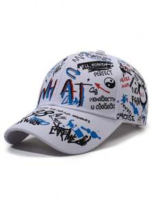 1 buah Topi Baseball Pria Motif Huruf Grafiti, Topi Kasual Pelindung Matahari Luar Ruangan yang Dapat Diatur, Cocok untuk Perjalanan Musim Semi, Musim Gugur, Liburan, Pantai - MultiWarna - View 3