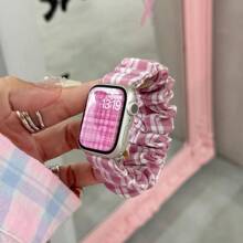 1pc WatchApple Band Women Cute Printed Elastic Solo Loop Bands Compatible With 38mm 40mm 41mm 42mm 44mm 45mm 46mm 49mm Fashionable Bracelet Replaceable Strap For Apple Watch Series 10 9 8 7 6 5 4 3 2 1 SE Scrunchie Wristbands Smart Watch Accessories Gifts For Mother's Day, Father's Day, Family, Friends, And Students Returning To School