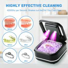 Ultrasonic Denture Cleaner, 42k Hz 180 Ml Ultrasonic Cleaner Dental Pod With 2 Modes, Portable Ultrasonic Cleaner For Jewelry, Dental Splints, Retainers And Watches - 黑色 - 查看 4