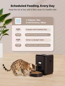Automatic Cat Feeder, Timed Cat FoodDispenser With 1-4 Meals Per Day For Cats AndSmall Dogs, 2L Auto Pet Feeder For Dry FoodWith Programmable Portion Control,Dual PowerSupply, Easy To Clean, Black