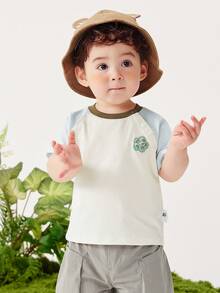 mini bala Boys' And Girls' Shape-Resistant Colorful Cute Short Sleeve T-Shirt Summer