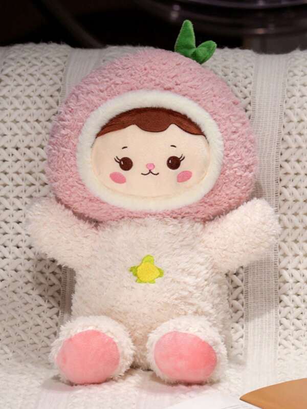 1PC30cm/11.81in Super Cute Peach Girl Fruit Girl Stuffed Plush Toys For Children Soothing Doll Little Girl Pillow Gift Sofa Home Decoration Birthday Gift For Girls