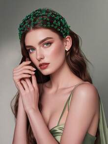 A199 Retro French Beaded Butterfly Headband, Starry Blue, New Summer Decoration Hair Accessory,Hairband,Hair Hoop - Màu xanh lam - Xem 7