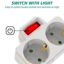 HITRENDS 1/2 Pcs EU To DE Plug Adapter, With Power Switch Socket, 2 Pin 4.8mm EU To DE Travel Adapter, 16A 250V 3500W Extension Wall Socket, White, Suitable For Home, Travel And Office