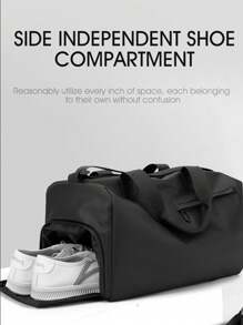Sac fourre-tout imperméable pour hommes, avec un compartiment à chaussures indépendant, grand sac à bandoulière noir de grande capacité, sac à bandoulière, bagage de couleur unie simple, multifonctionnel, pour les étudiants, les adolescents, les étudiants de première année, la dortoir universitaire, pratique, retour à l'école, vacances, voyage