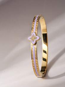 1 pieza Pulsera con trébol de cuatro hojas chapada en oro de 18K, accesorio de moda de alta gama para uso diario