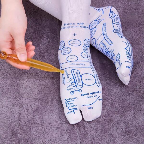 3 pièces Chaussettes avec stylo à pression sur les doigts, soulagement de la douleur aux pieds, chaussettes de massage de réflexologie unisexes, incluant un guide de massage des points d'acupression pour débutants