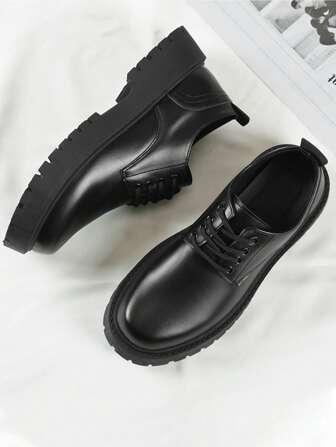 Black New Men's Business Shoes, Wedding, Casual, Oxfords, British Style, Formal, Height Increasing, Thick Sole, Business Casual Daily Walking Shoes, Men's Shoes (Size Runs Large By Half A Size, Narrow Feet Recommend Selecting One Size Smaller)