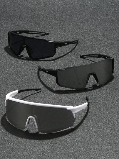 3pcs Square Plastic Framed Half-Rimless Men Sports Eyeglasses For Mountain Biking, Outdoor Cycling