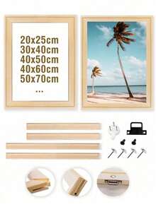 1組木製相框，適用於30x40cm和40x60cm畫布。松木相框適用於油畫、鑽石畫和素描練習。家居裝飾，適合畢業禮物、喬遷禮物 - 彩色 - 查看 6