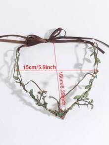 1 件复古乡村叶冠头饰，自然花卉头饰，适合表演、婚礼、派对、旅行、摄影装饰、骄傲月、返校、感恩节、圣诞节、万圣节节日礼物 - 墨綠色 - 查看 6