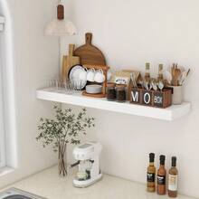 1pc/3pcs Wall Mount Shelves, One-Piece Floating Shelves Display Rack, Living Room Wall Hanging Storage Shelf, Minimalist Design - White - View 3