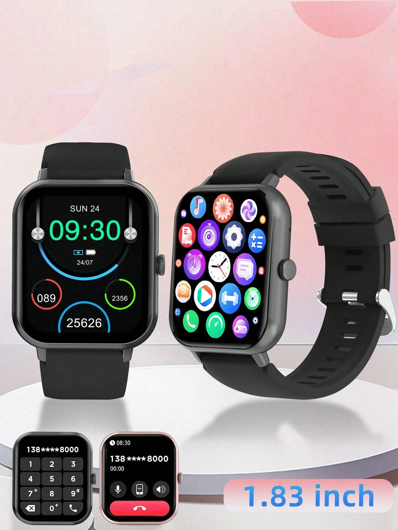 Smartwatch Unissex, Tela Sensível ao Toque HD de 1,83"
