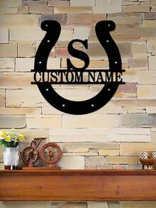 Customized Horseshoe Ranch Logo - Personalized Metal Logo Customization Outdoor - Custom Name Letter, 26 Letter Customization - Rural Farmhouse Decoration Farm Wall Art Home, Outside The Grain Warehouse - Father's Day Gift, Mother's Day Gift, Christmas Gift-Ornaments,Home Decor,Wall Decor,Room Decor,Living Room Decor,Bedroom Decor,Kitchen Decor,House Decor,Personalised Gifts Back To School School Supplies - Multicolor - View 10