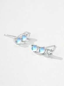 1 set van 925 sterlingzilveren eenvoudige maansteenhangers, oorbellen en kettingen voor vrouwen, romantische trouwsieraden