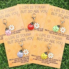 1pc/5pcs Charming Ladybug & Daisy Keychains With Inspirational Pocket Hug Cards - Decorative Metal Lobster Clasp Key Rings, Perfect For Birthdays, Weddings, Back-To-School, Graduation, Christmas, Valentine's Day, And More Backpack For School Halloween Accessories Teachers Day Gift Ideas Bag Accessories Lanyards With Id Holder Car Accessories Bag Charms - Multicolor - View 1