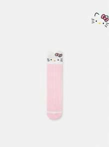 Sanrio 1Pair Sanrio Hello Kitty Women'S Knee-High Socks, 100% Polyester, Breathable Mesh, Cute Animal Pattern, Comfortable Knit Fabric, Long Tube Sports Socks,