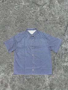 男士夏季格子短袖单排扣休闲衬衫 - 彩色 - 查看 3