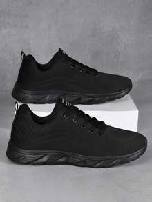2024 New Mesh Breathable Casual Sneakers For Plus Size Men, Fashion Road Running Shoes - Black - View 2
