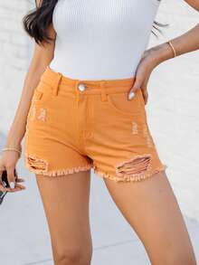 Fashion Style: Modern Women's Outdated Shorts - Orange - View 1