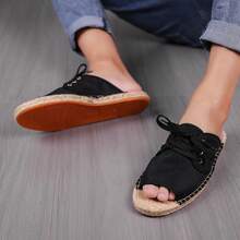 Sandali estivi originali di pescatore con suola in lino, aperti, fatti a mano intrecciati, slip-on, traspiranti, pantofole casual, scarpe in stile coreano in tessuto