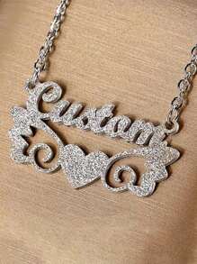 1 pieza Collar personalizado mate con nombre, colgante con forma de corazón grabado de acero inoxidable, collar con letras inglesas personalizadas, adecuado para el Día de San Valentín, Día de la Madre, Acción de Gracias, regalo para parejas, familia y amigos