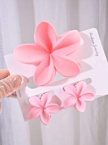 3 Pcs Solid Color Boho Style Cute ABS Plastic Flower Hair Clips For Women, Pink, All Season Hair Claw Claw Clips Hair Jaw Clip Hair Clamps