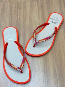 Art Griffe Women's Flip Flops Rhinestone Colorful Stones Glitter Shine Round Toe Luxury Glamour Beach Fashion - Nhiều màu - Xem 4