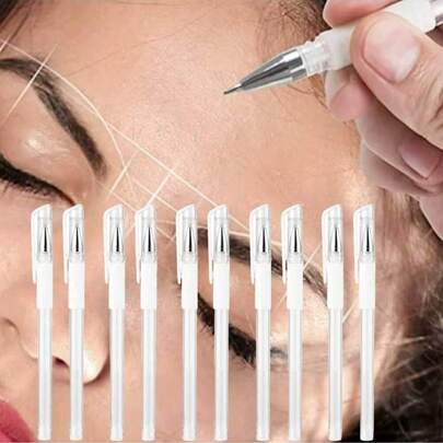 2 piezas/4 piezas Marcador de cejas blanco para microblading, bolígrafo de marcado de piel, herramienta de posicionamiento de maquillaje permanente de cejas