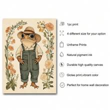 1 pezzo cartellone d arredo da parete in stile botanico con rana, opera d arte minimal, senza cornice, in stile whimsical e rustico, per appartamento, soggiorno, camera da letto, decorazione moderna per la casa