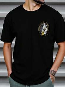 Logeqi® Playera Oversize De 100% Algodón Con Estampado Los ángeles guardan nuestro corazón DTF Camiseta Playera para Hombres con Estilo Casual y Diseño Moderno, Colores Negro, Blanco, Beige - Negro - Ver 4