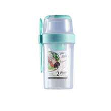 1pc Breakfast On The Go Cups, Salad Cup To Go, Take And Go Yogurt Cereal Overnight Oats Snack Parfait Containers & Salad Dressing Holder With Fork For Lunch, Fruit & Vegetable Jar